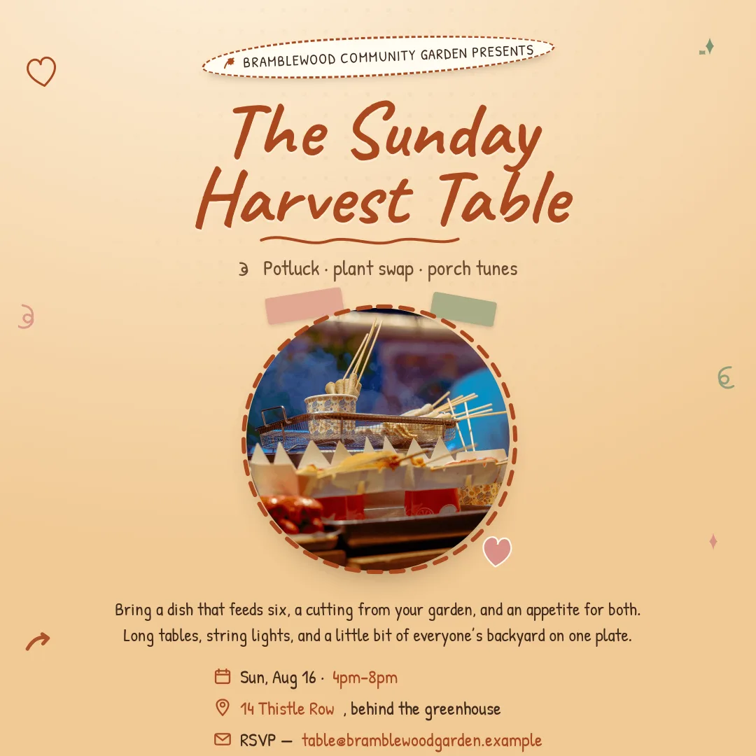 Warm, hand-drawn community event