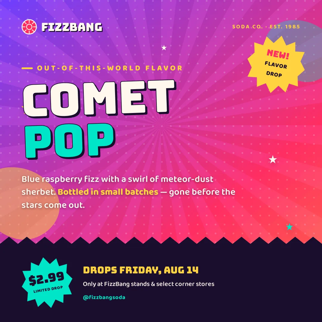 Energetic product launch post